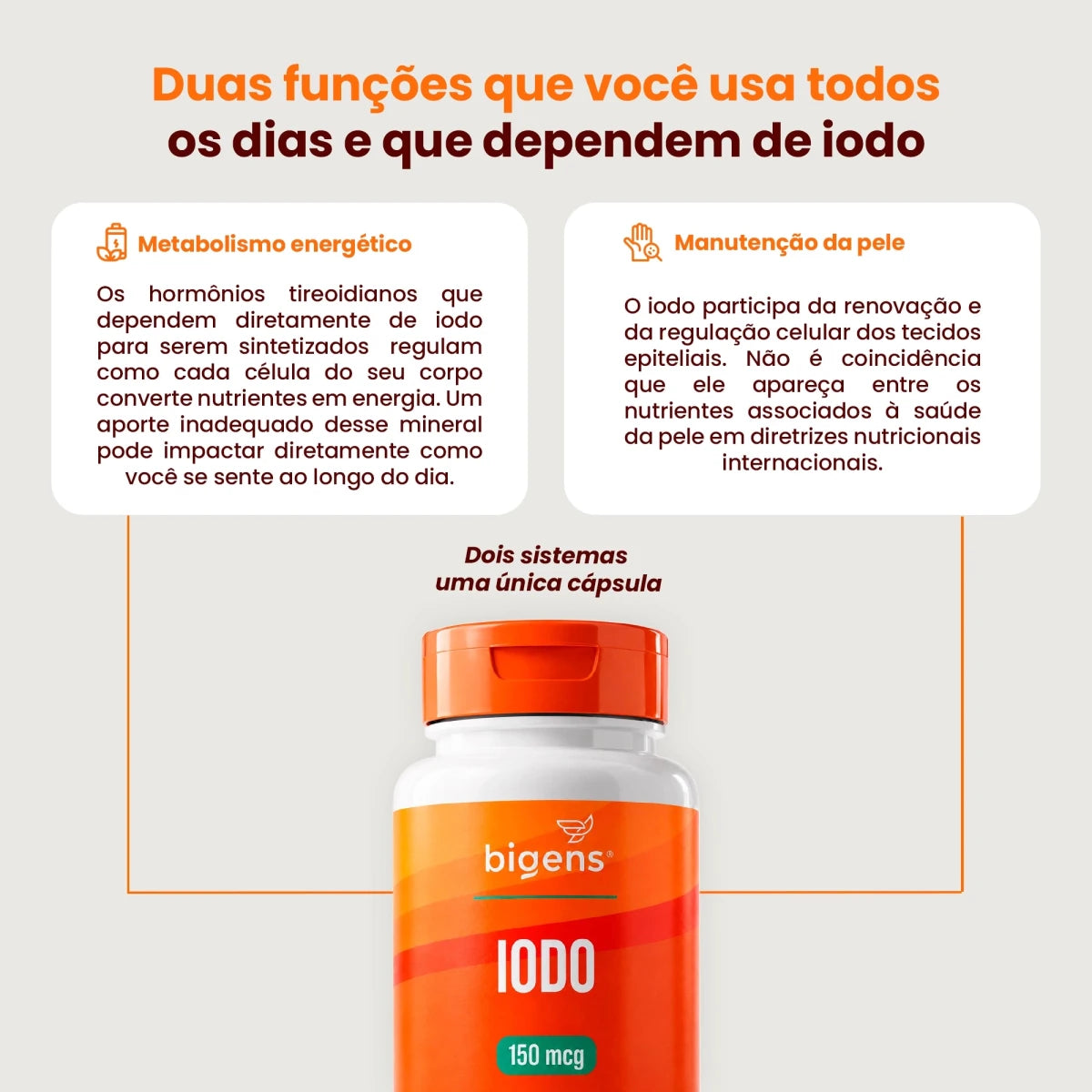 Iodo 150mg | 60 cápsulas - Minerais - Bigens