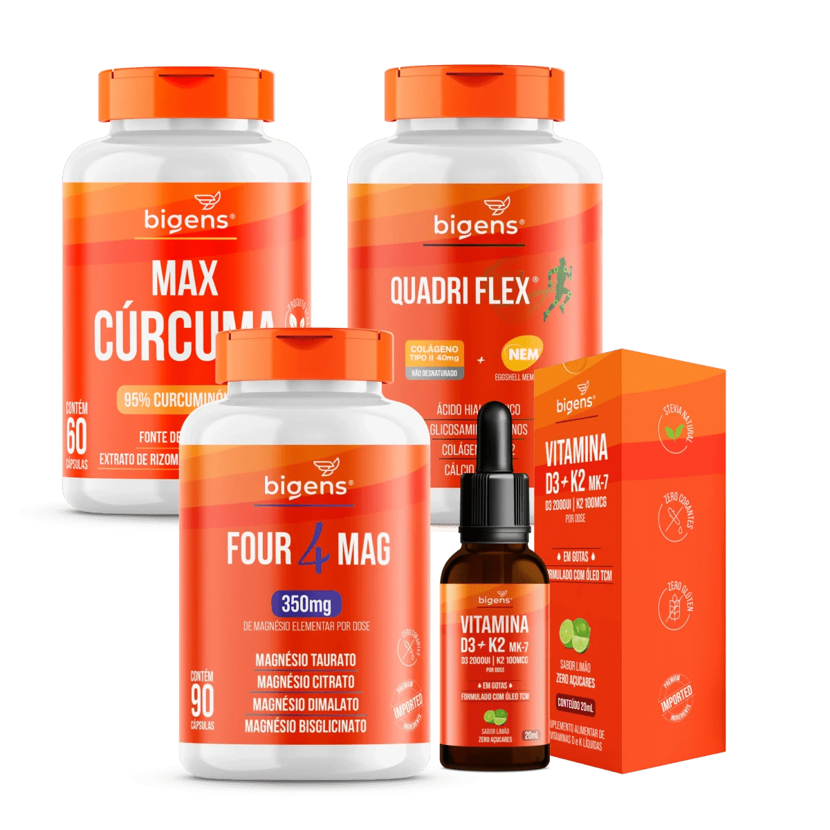 Kit Articulações Avançado: Quadri Flex, Magnésio e D3+K2 | Bigens - Bigens