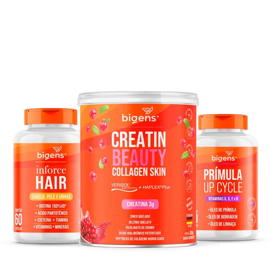 Kit Saúde da Mulher - Vitalidade e Beleza: Inforce Hair + Creatin Beauty + Up Cycle - Bigens