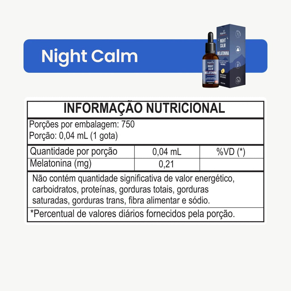 Kit Sono Profundo - Night Calm Melatonina Maracujá + Tri Magnésio Inositol relax - Bigens