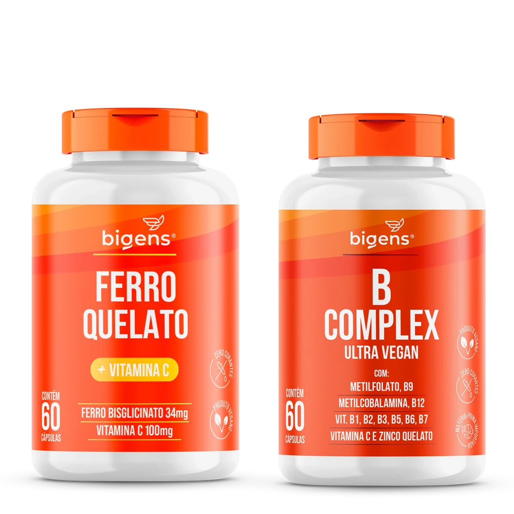 Kit Vitalidade - Ferro com Vitamina C + B Complex cápsulas - Bigens