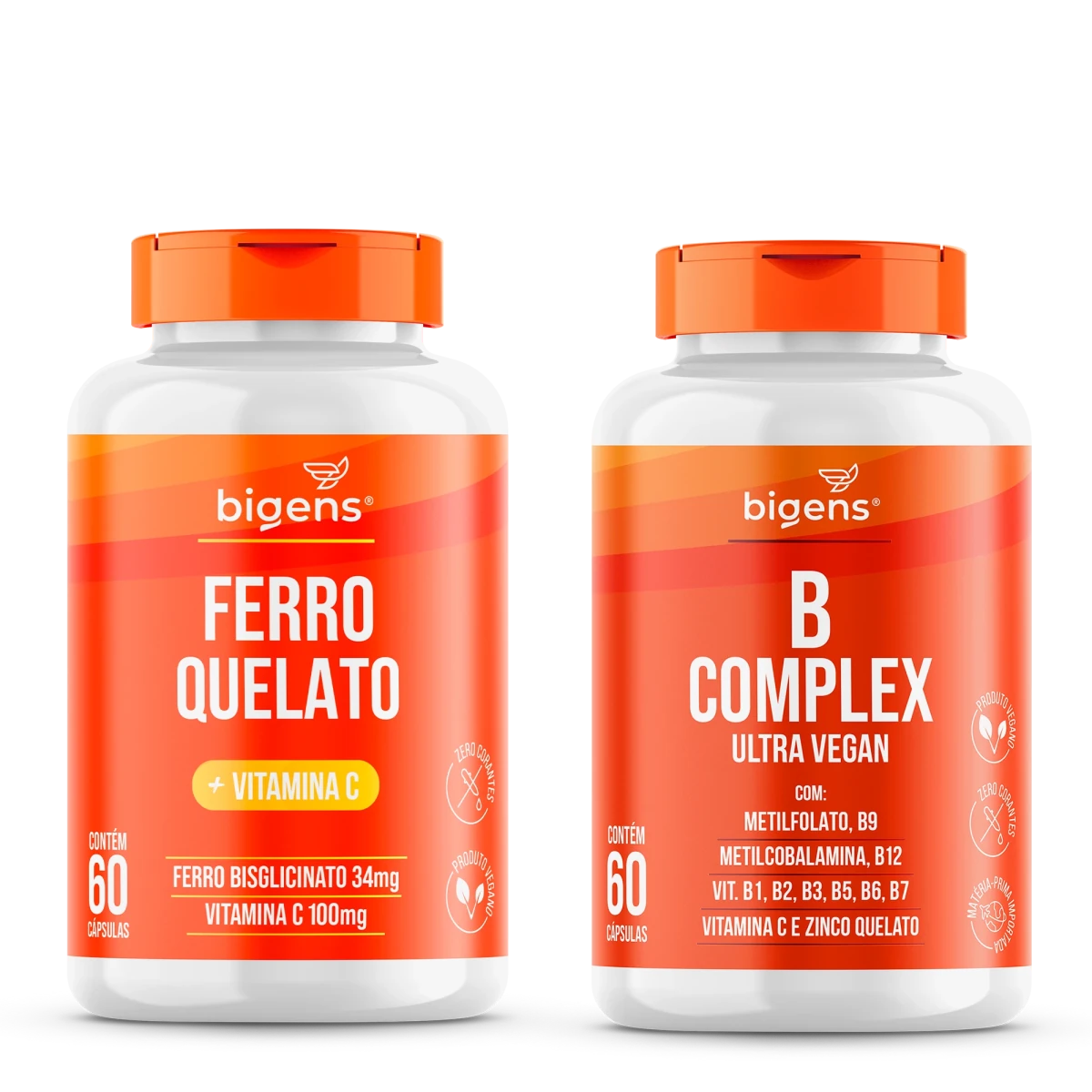 Kit Vitalidade - Ferro com Vitamina C + B Complex cápsulas - Bigens