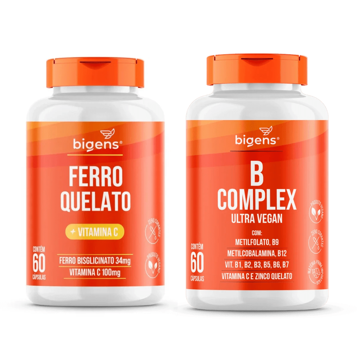 Kit Vitalidade - Ferro com Vitamina C + B Complex cápsulas - Bigens