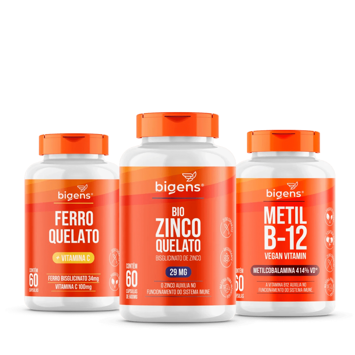 Kit Vitalidade Sanguínea: Suporte de Ferro, Zinco e B12 – Bigens - Bigens