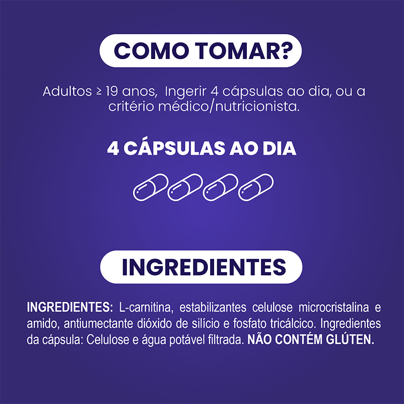 L - Carnitina | 1.400mg de L - Carnitina 120 Cápsulas - Bigens