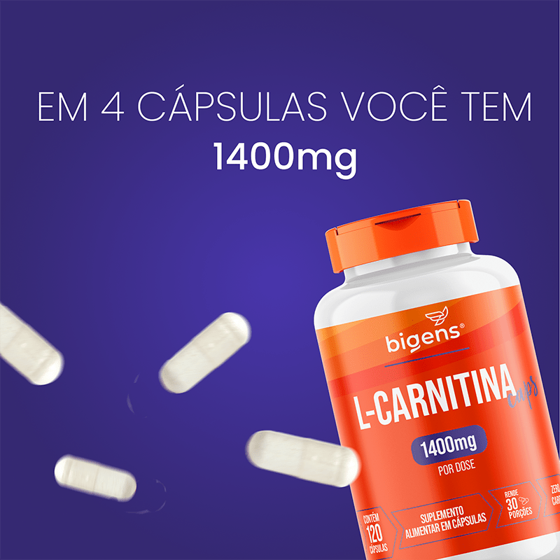 L - Carnitina | 1.400mg de L - Carnitina 120 Cápsulas - Bigens