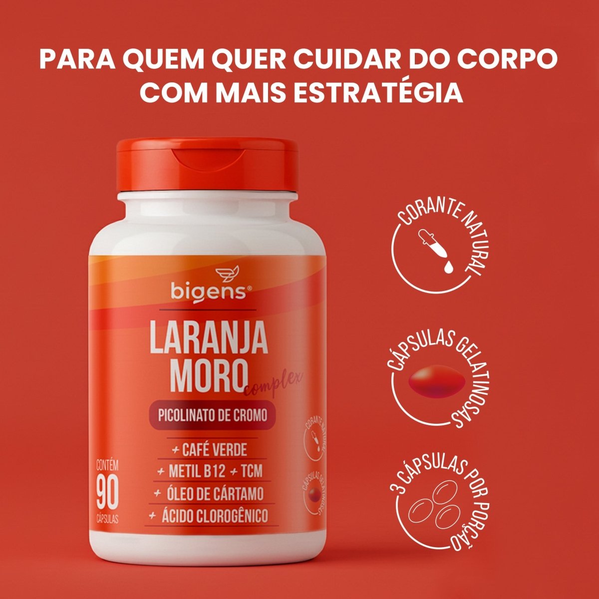 Laranja Moro Complex | Picolinato de Cromo 90 Cápsulas - Bigens