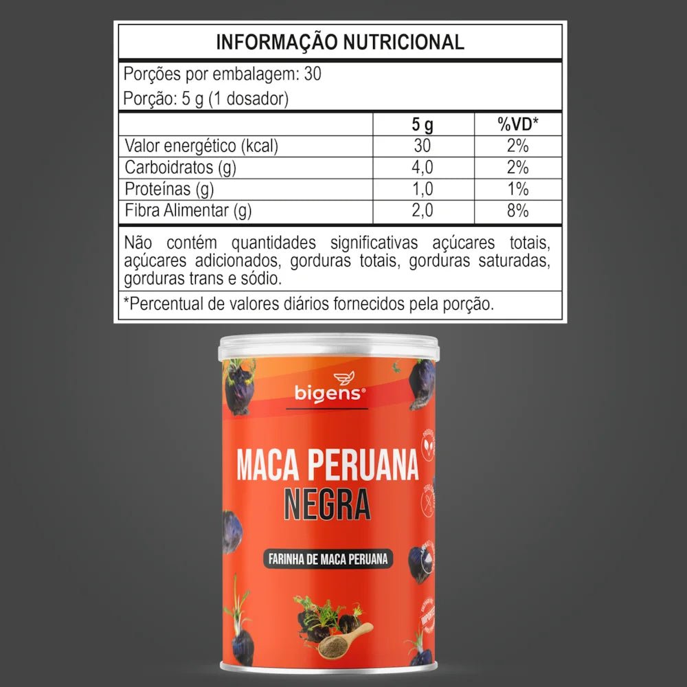 Maca Peruana Negra | 5.000mg por porção 150g - Bigens