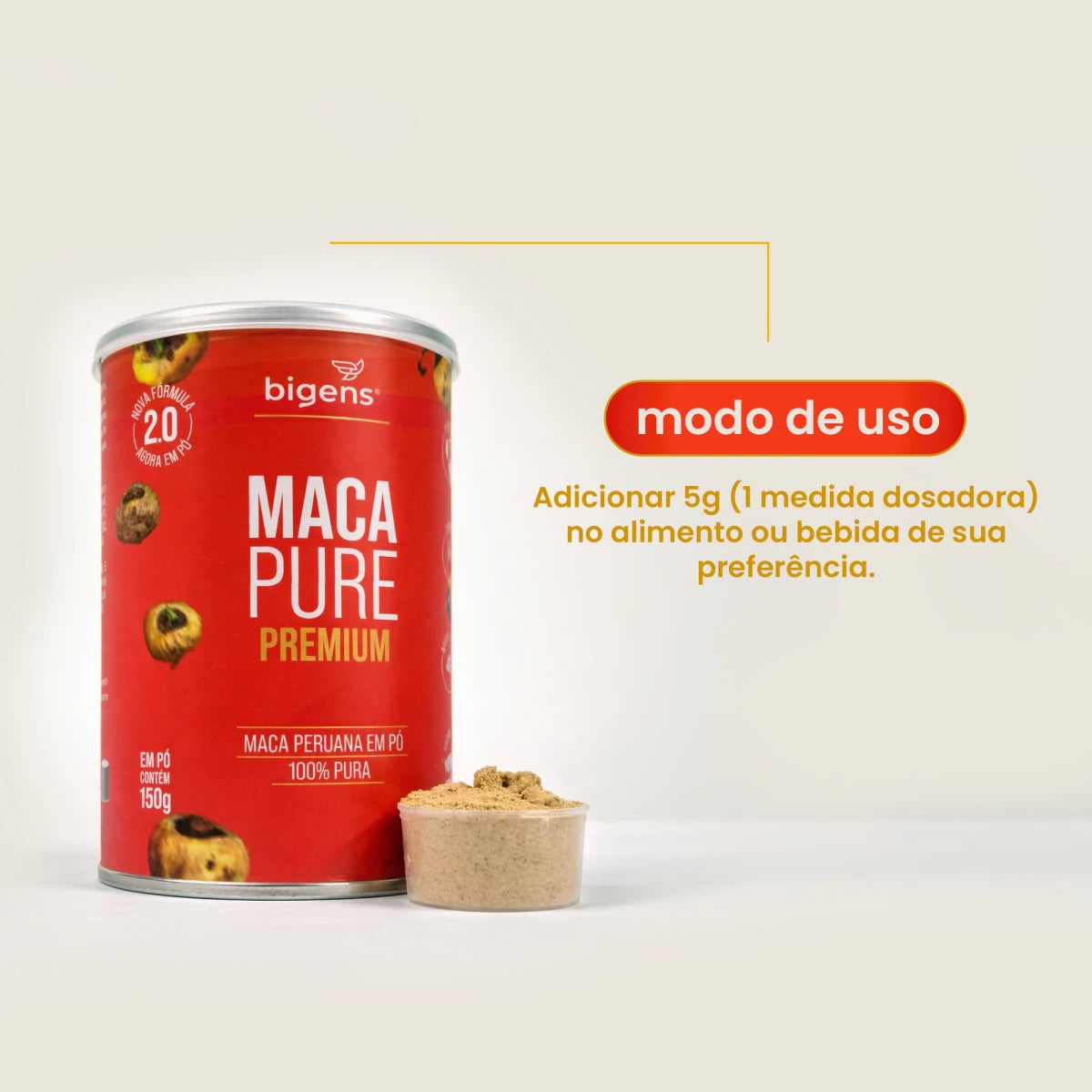 Maca Peruana Pura Farinha Maca Pure Dourada 150g - Bigens