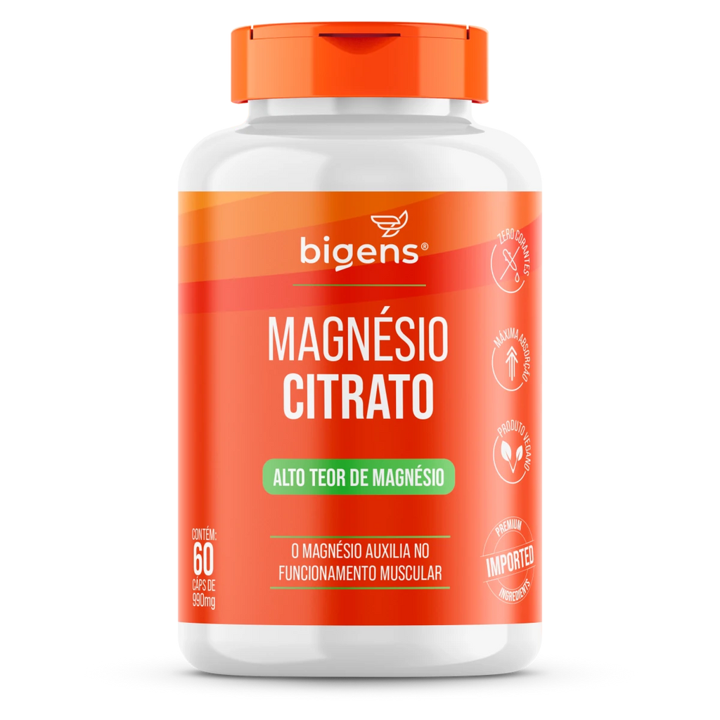 Magnésio Citrato | 260mg de Magnésio Elementar 60 Cápsulas - Bigens