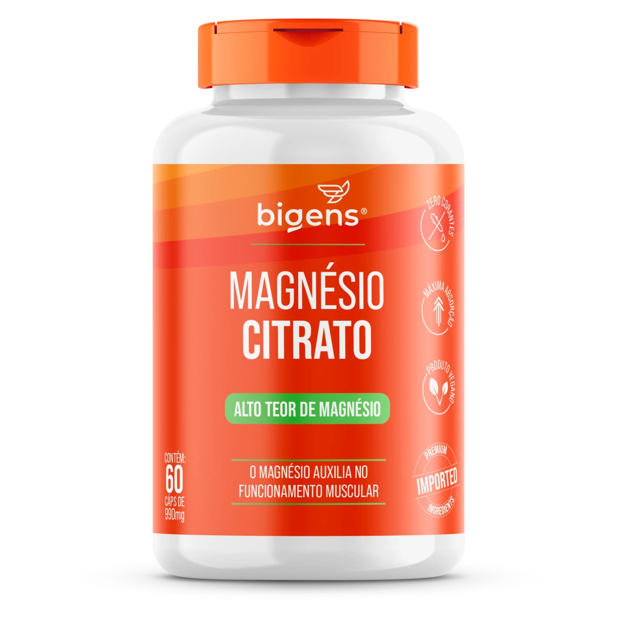 Magnésio Citrato | 260mg de Magnésio Elementar 60 Cápsulas - Bigens