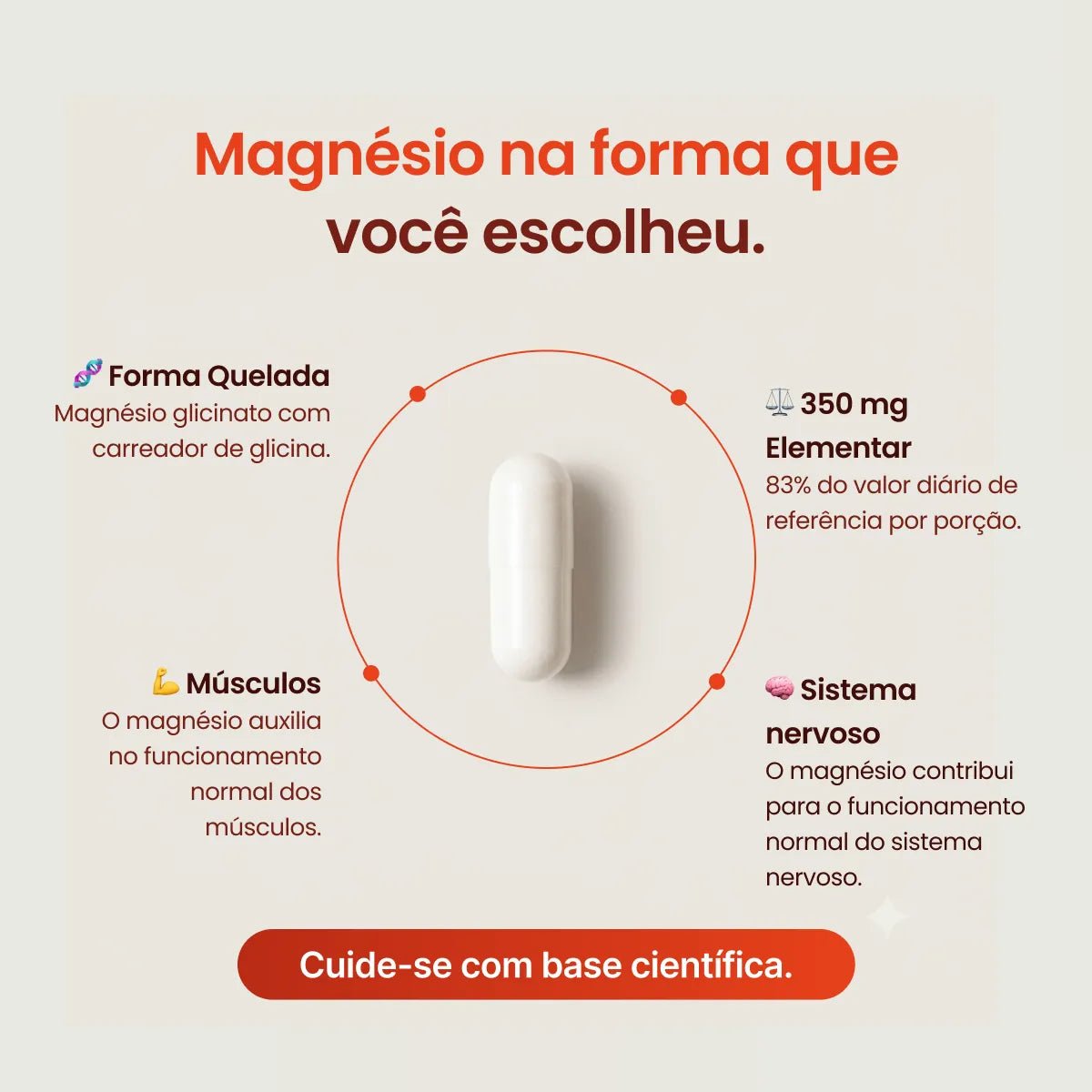 Magnésio Glicinato | 350mg de Magnésio Elementar 90 Cápsulas - Magnésio - Bigens
