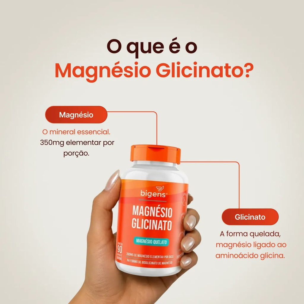 Magnésio Glicinato | 350mg de Magnésio Elementar 90 Cápsulas - Magnésio - Bigens