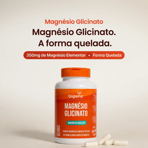 Magnésio Glicinato | 350mg de Magnésio Elementar 90 Cápsulas - Magnésio - Bigens