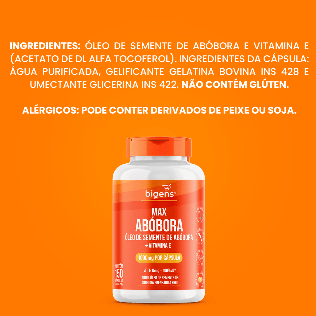 Max Abóbora | 1.000mg por Cápsula + Vit. E 150 Cápsulas - Bigens