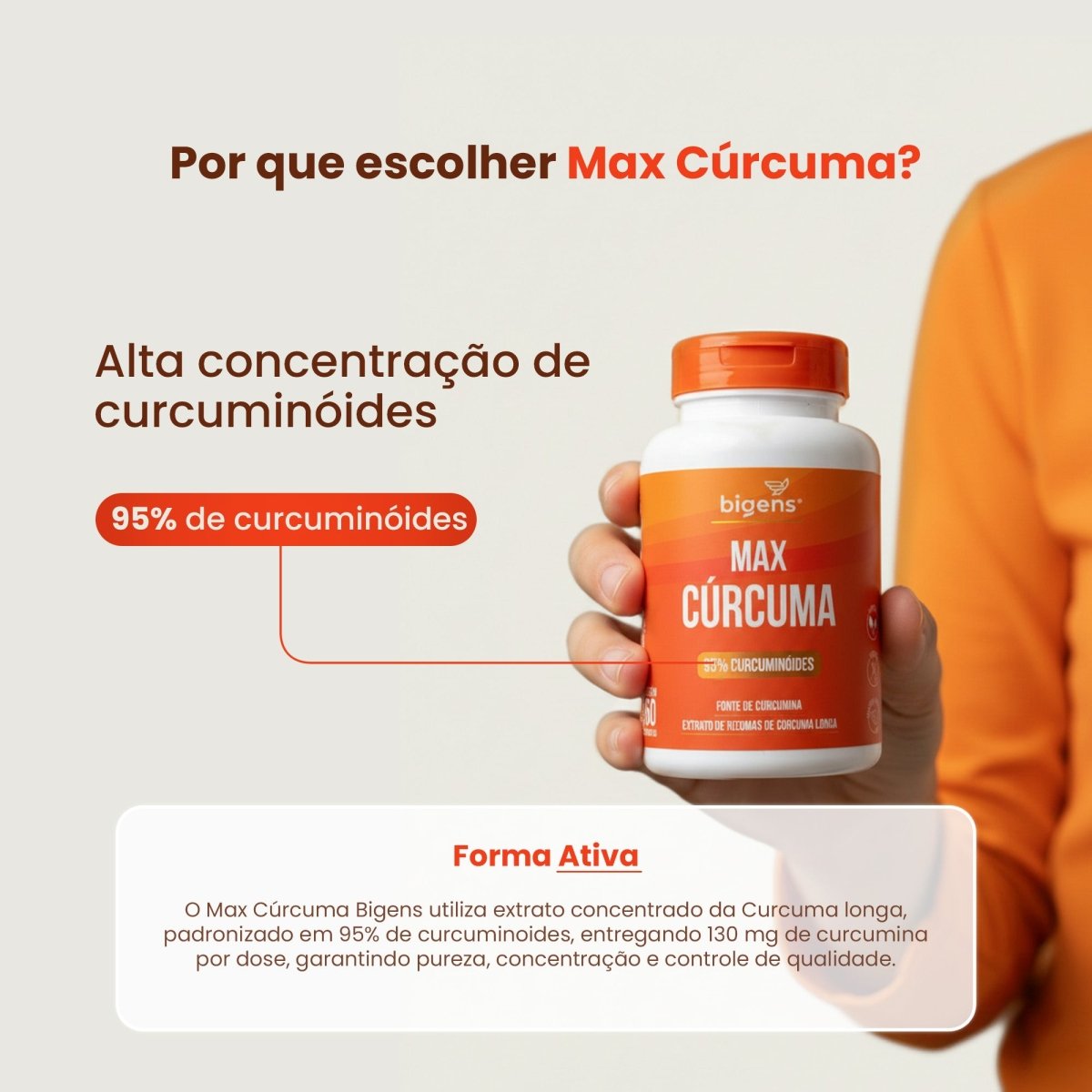 Max Cúrcuma | 130mg de Cúrcumina 60 Cápsulas - Bigens