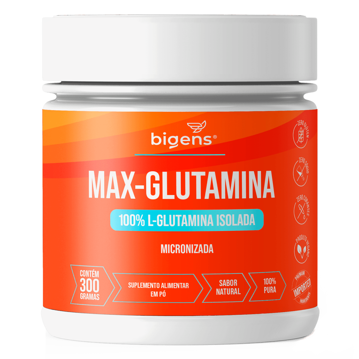 Max Glutamina | 100% L - Glutamina 300g - Bigens