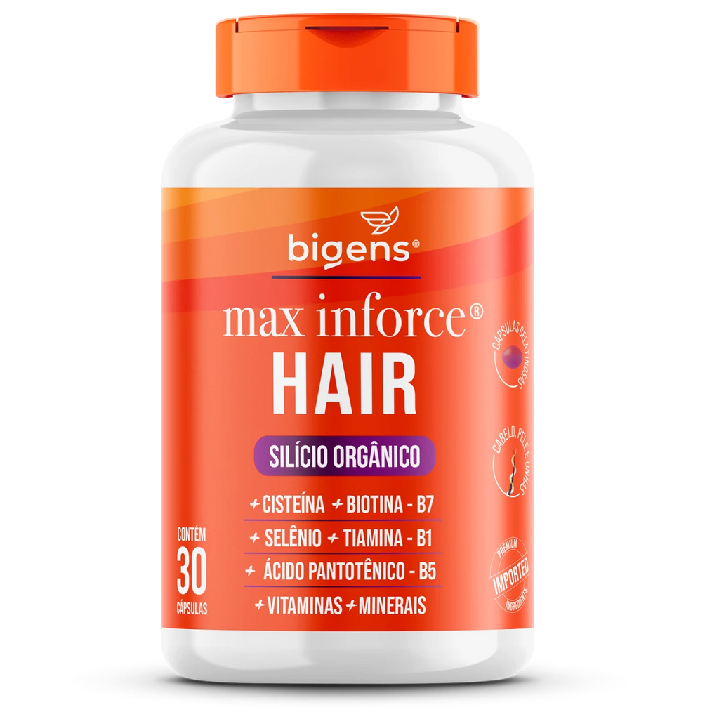 Max Inforce Hair | Silício Orgânico 30 Cápsulas - Bigens