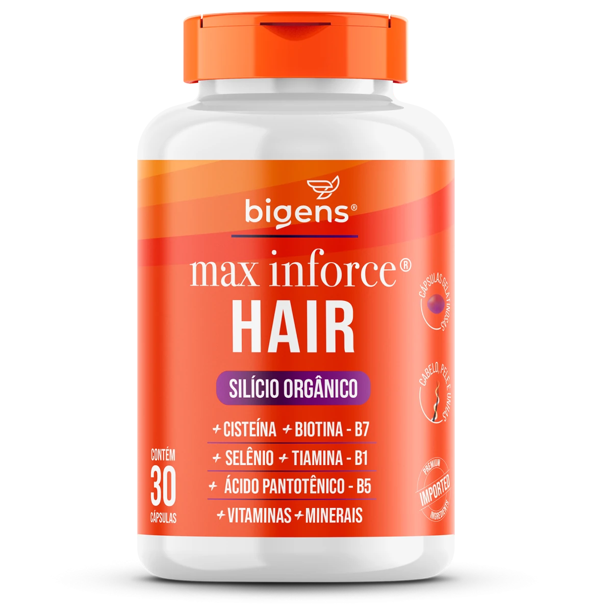 Max Inforce Hair | Silício Orgânico 30 Cápsulas - Bigens