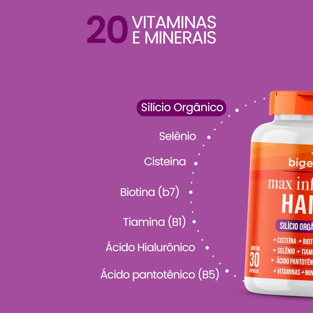 Max Inforce Hair | Silício Orgânico 30 Cápsulas - Bigens