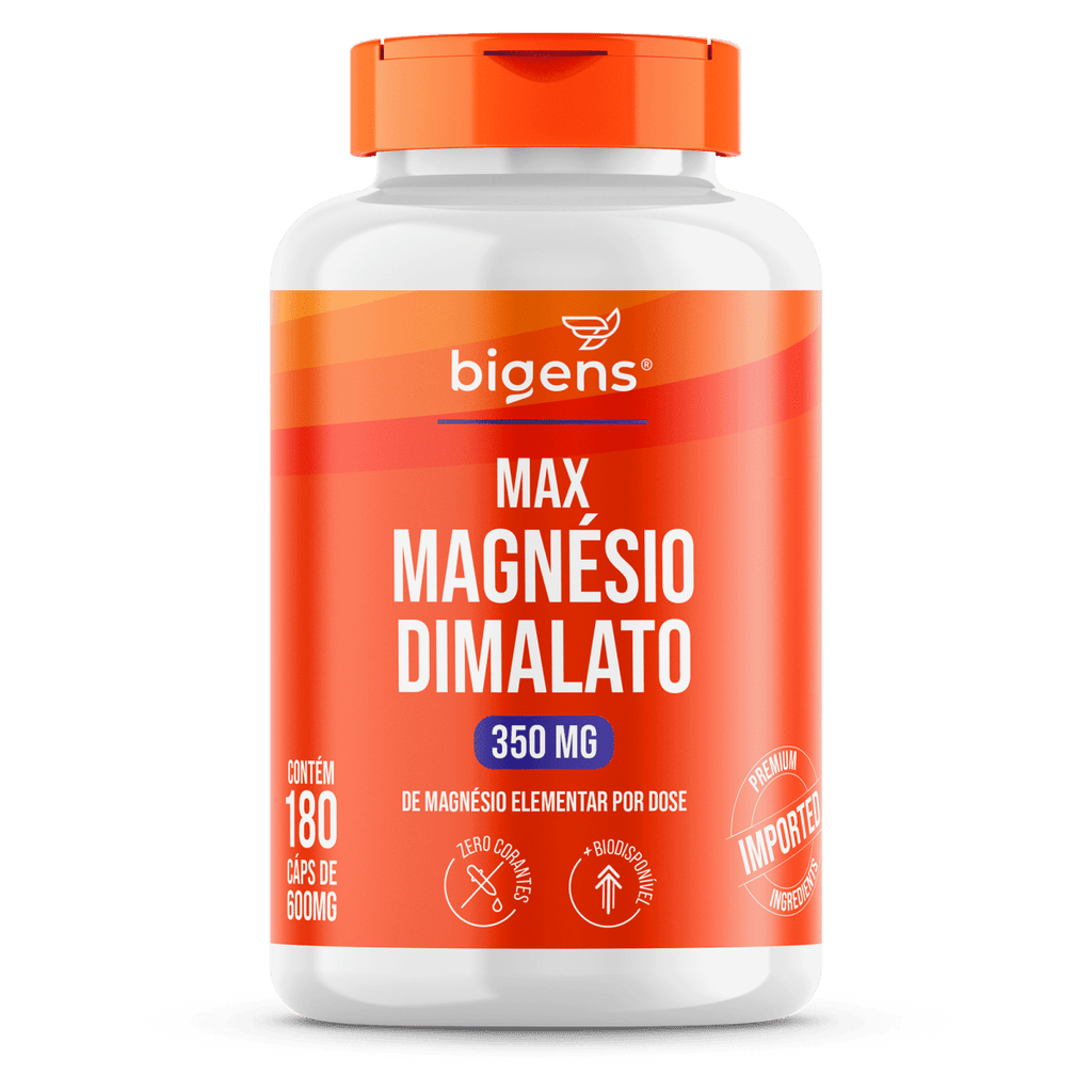 Max Magnésio Dimalato | 350mg de Magnésio Elementar 180 Cápsulas - Bigens