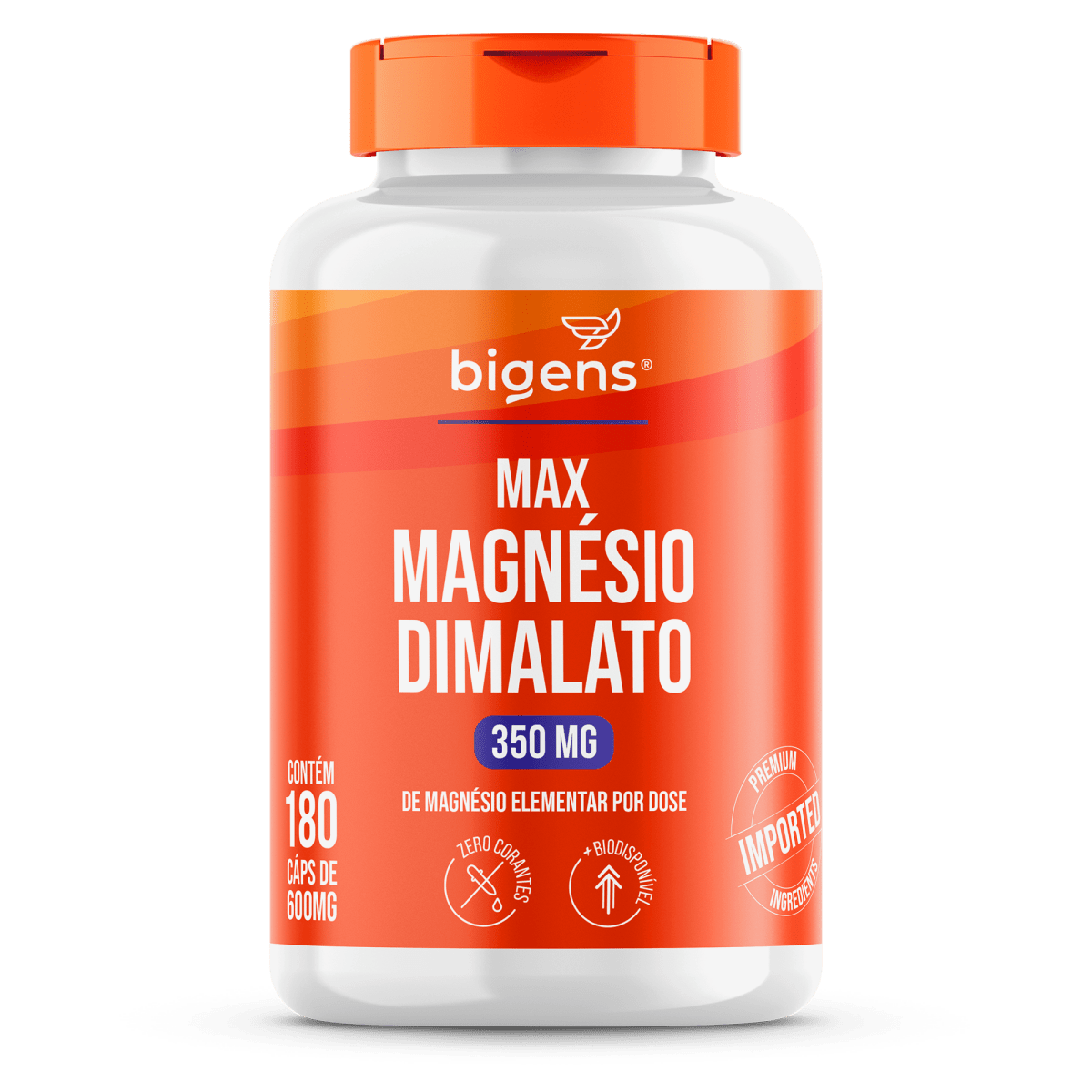 Max Magnésio Dimalato | 350mg de Magnésio Elementar 180 Cápsulas - Bigens
