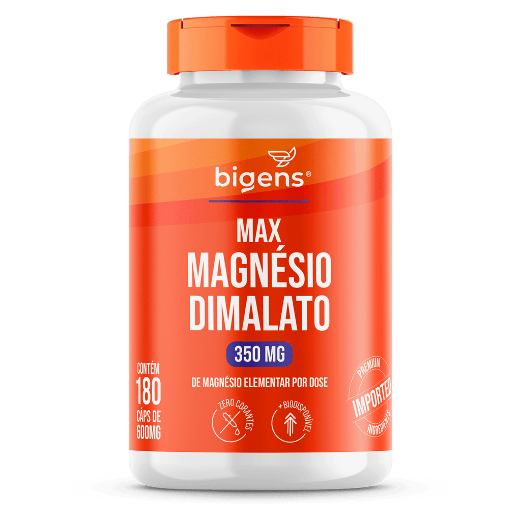 Max Magnésio Dimalato | 350mg de Magnésio Elementar 180 Cápsulas - Bigens