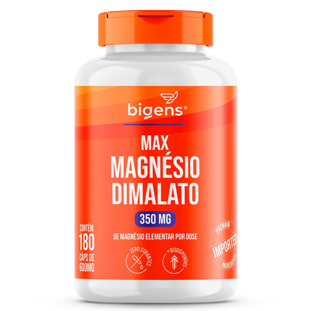 Max Magnésio Dimalato | 350mg de Magnésio Elementar 180 Cápsulas - Bigens