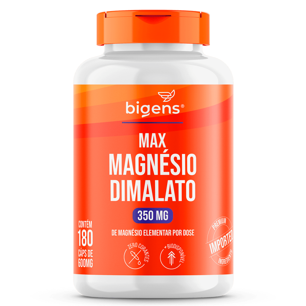 Max Magnésio Dimalato | 350mg de Magnésio Elementar 180 Cápsulas - Bigens