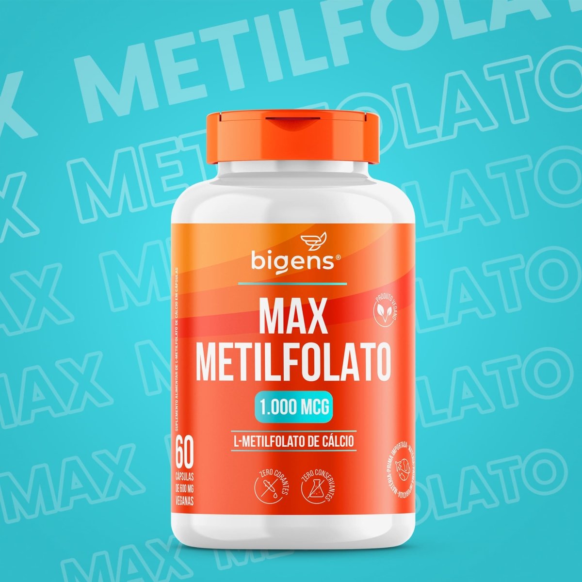 Max Metilfolato | L - Metilfolato de Cálcio 1000mcg 60 Cápsulas - Bigens
