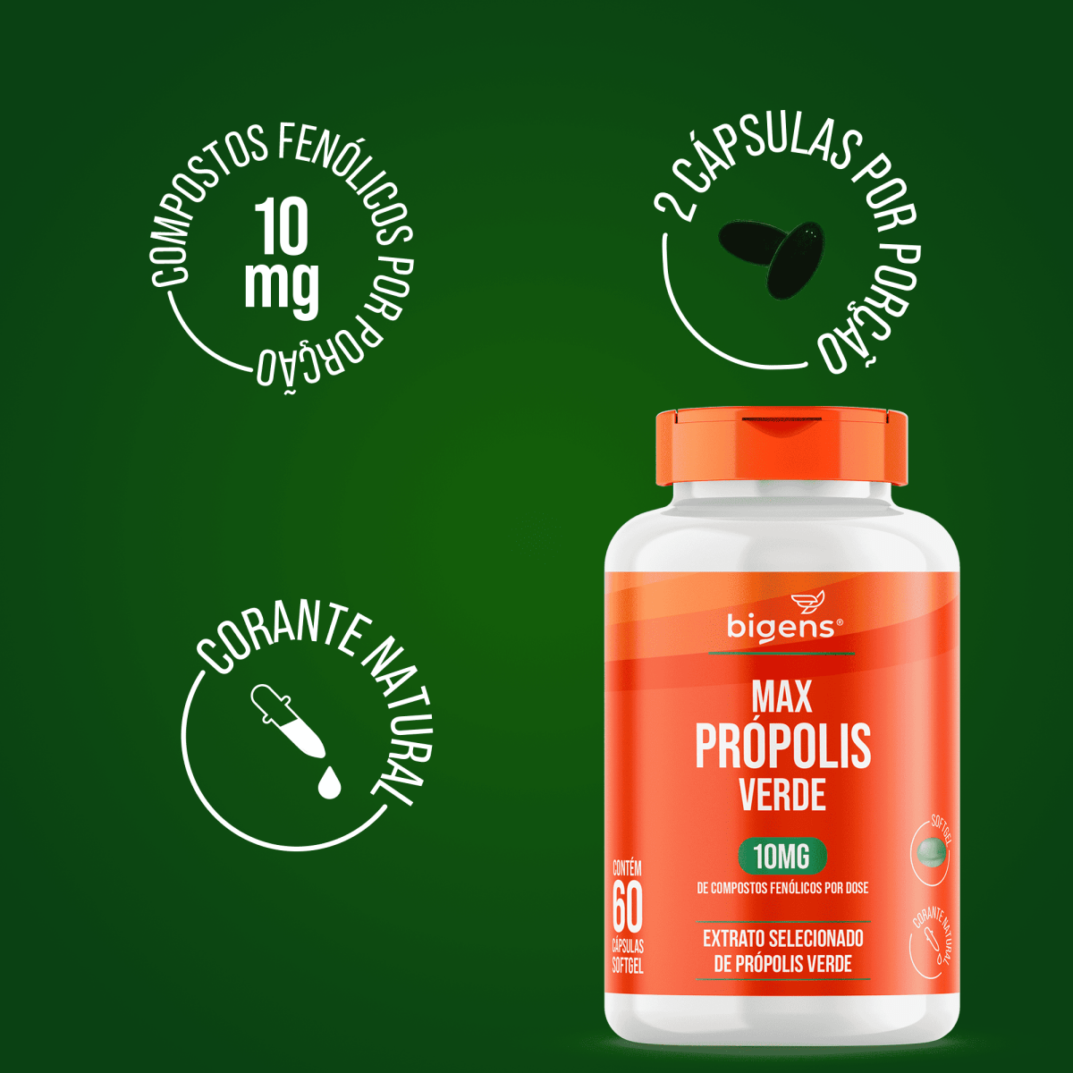 Max Própolis Verde | 10mg de Compostos Fenólicos 60 Cápsulas - Bigens