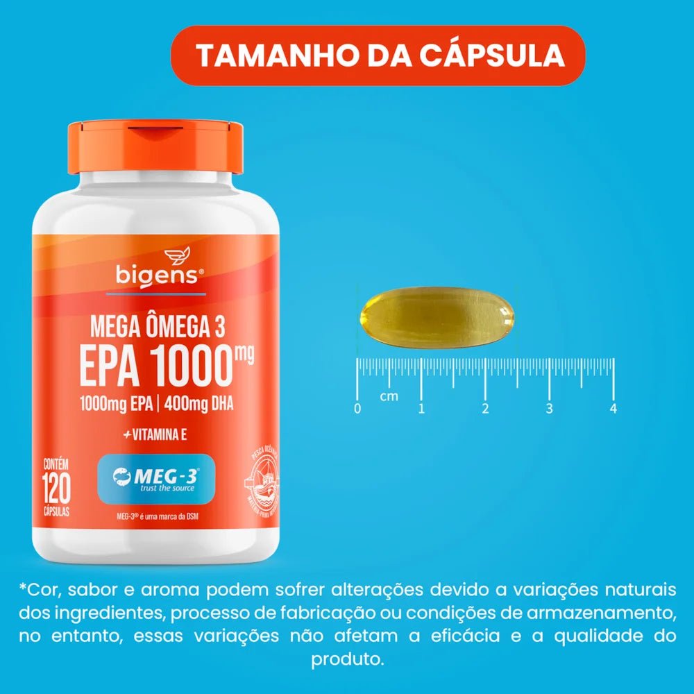 Mega Ômega 3 | EPA 1000mg DHA 400mg 120 Cápsulas - Bigens
