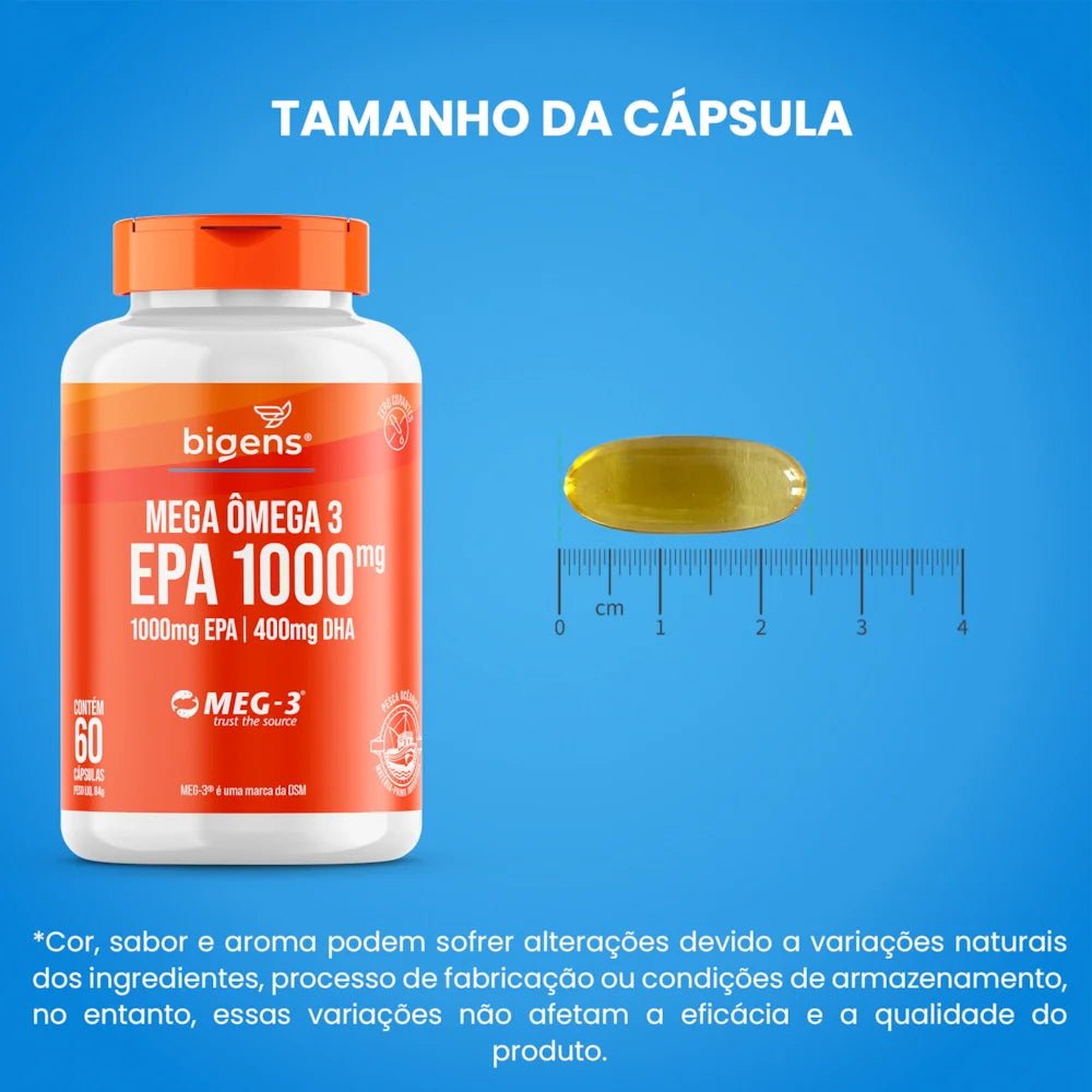 Mega Ômega 3 | EPA 1000mg DHA 400mg 60 Cápsulas - Bigens
