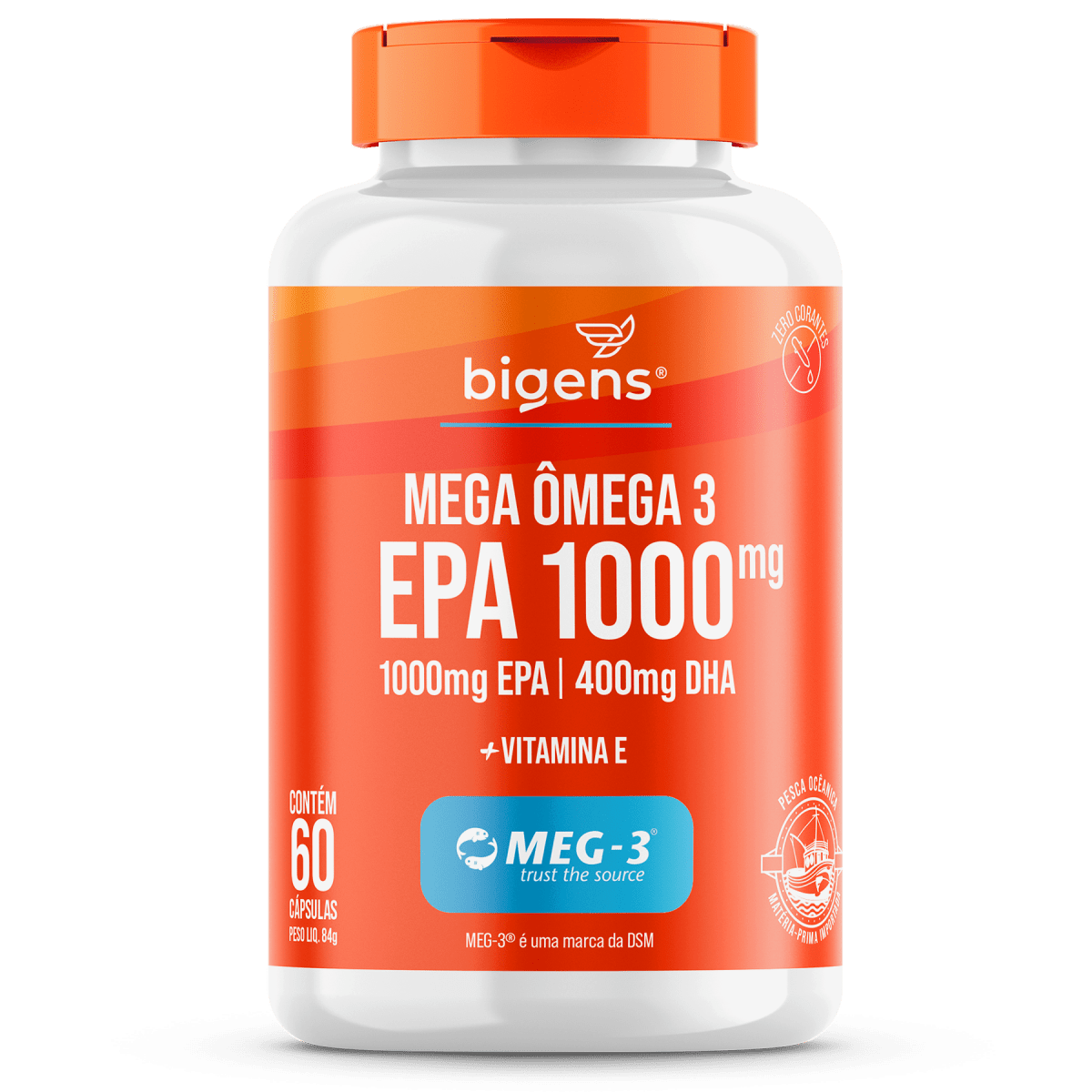 Mega Ômega 3 | EPA 1000mg DHA 400mg 60 Cápsulas - Bigens