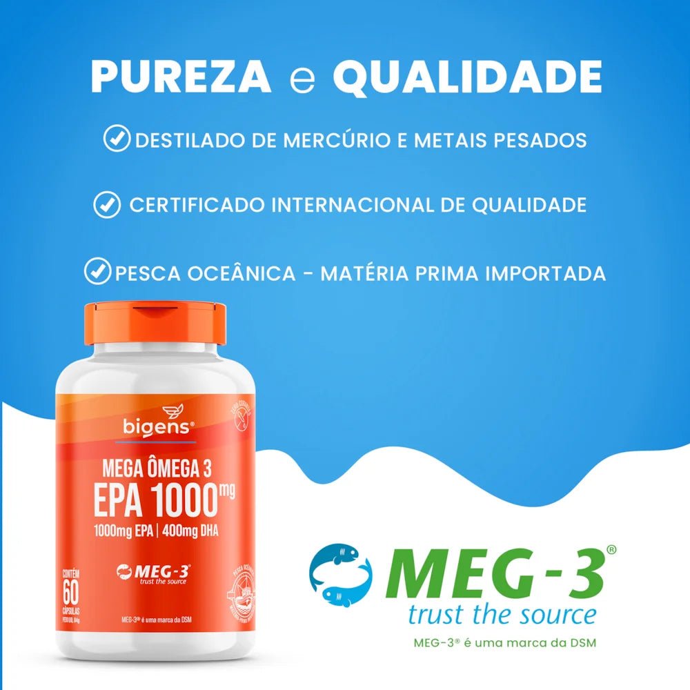 Mega Ômega 3 | EPA 1000mg DHA 400mg 60 Cápsulas - Bigens