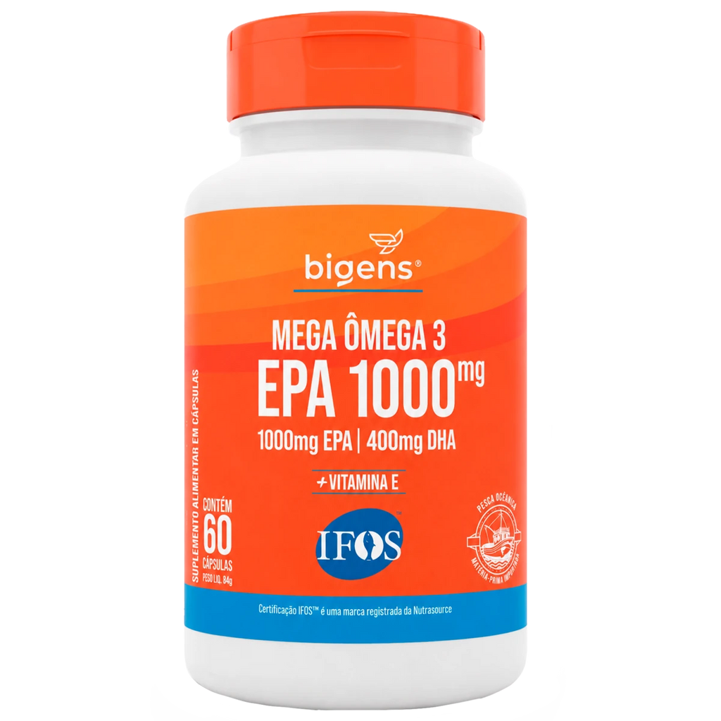 Mega Ômega 3 | IFOS EPA 1000mg DHA 400mg 60 Cápsulas - Ômega 3 - Bigens