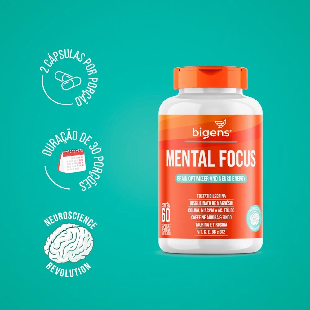 Mental Focus | Otimizador Cerebral 60 Cápsulas - Bigens