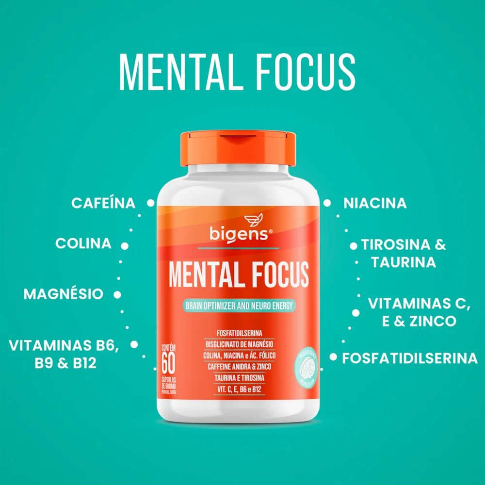 Mental Focus | Otimizador Cerebral 60 Cápsulas - Bigens