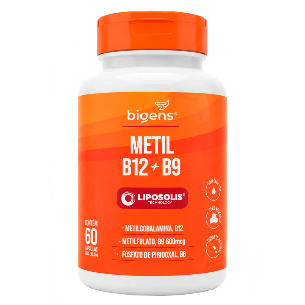 Metil B12 + B9 Liposolis® | Com Óleo TCM 60 cápsulas - Complexo B - Bigens