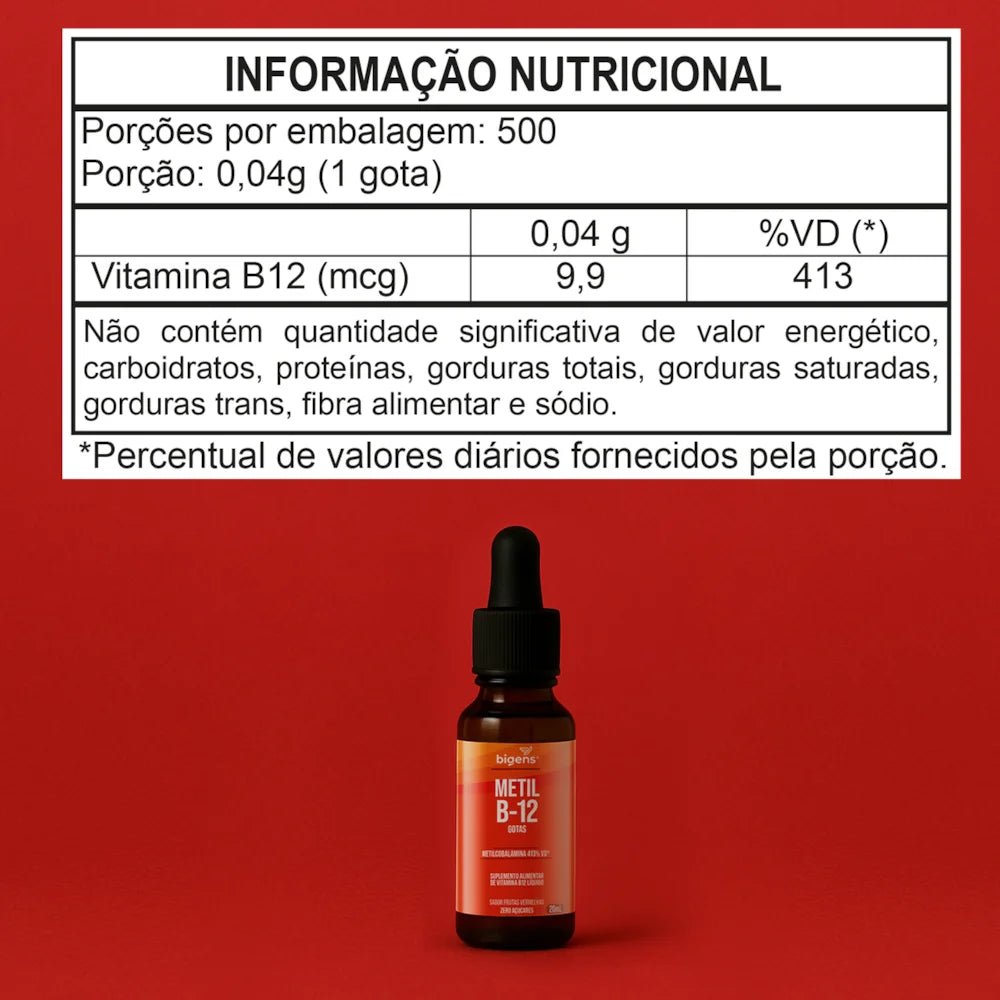 Metil B12 em gotas | Metilcobalamina 20ml - Bigens