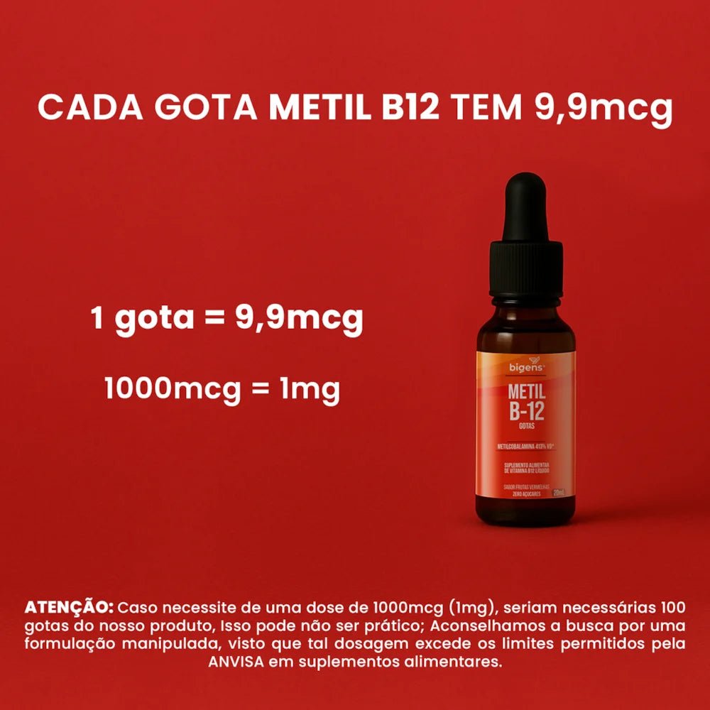 Metil B12 em gotas | Metilcobalamina 20ml - Bigens