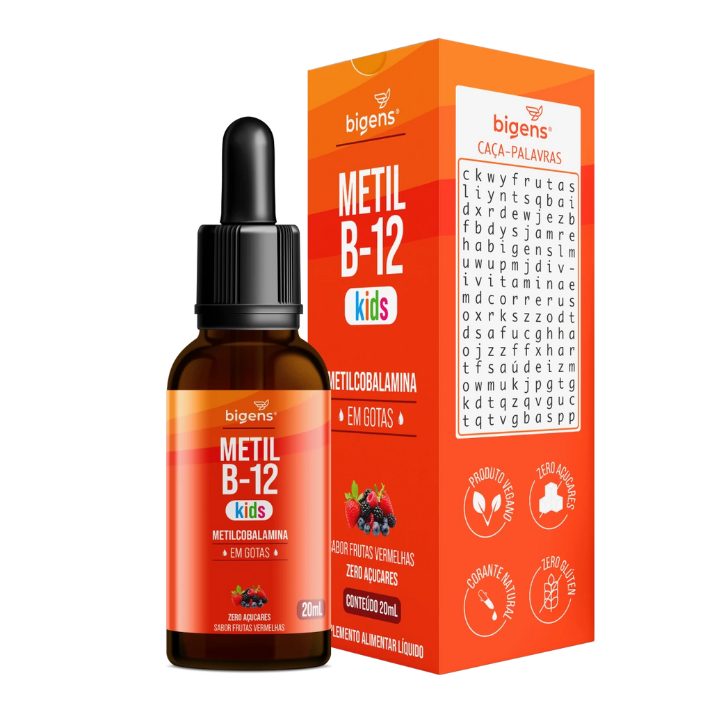 Metil B12 Kids Vitamina B12 Infantil Sabor Frutas Vermelhas 20ml - Complexo B - Bigens