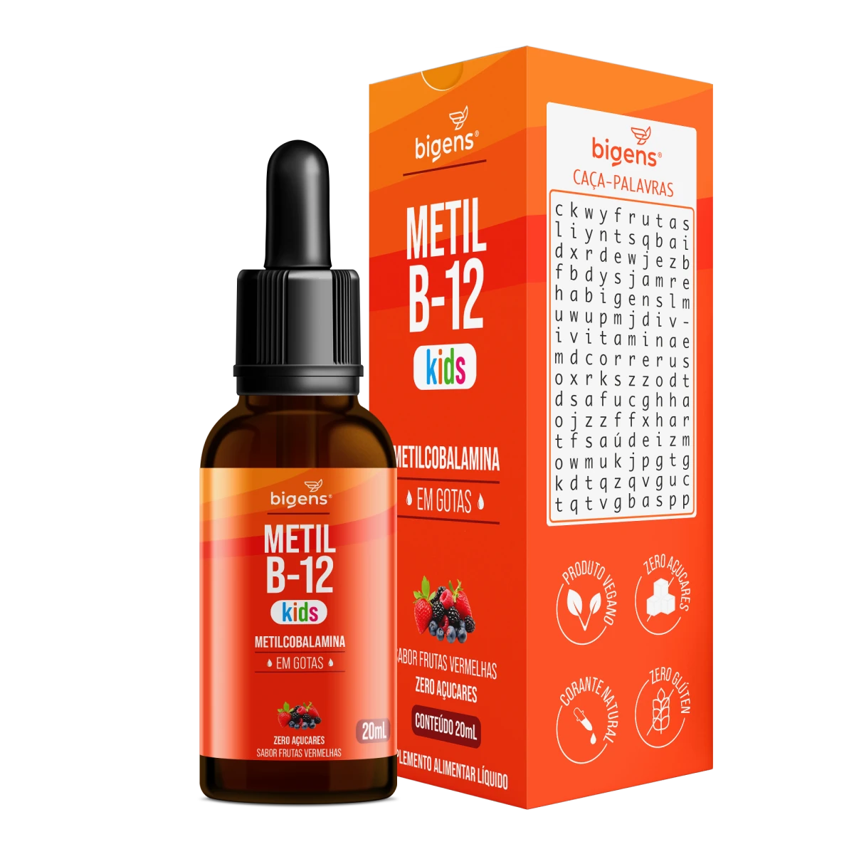 Metil B12 Kids Vitamina B12 Infantil Sabor Frutas Vermelhas 20ml - Complexo B - Bigens