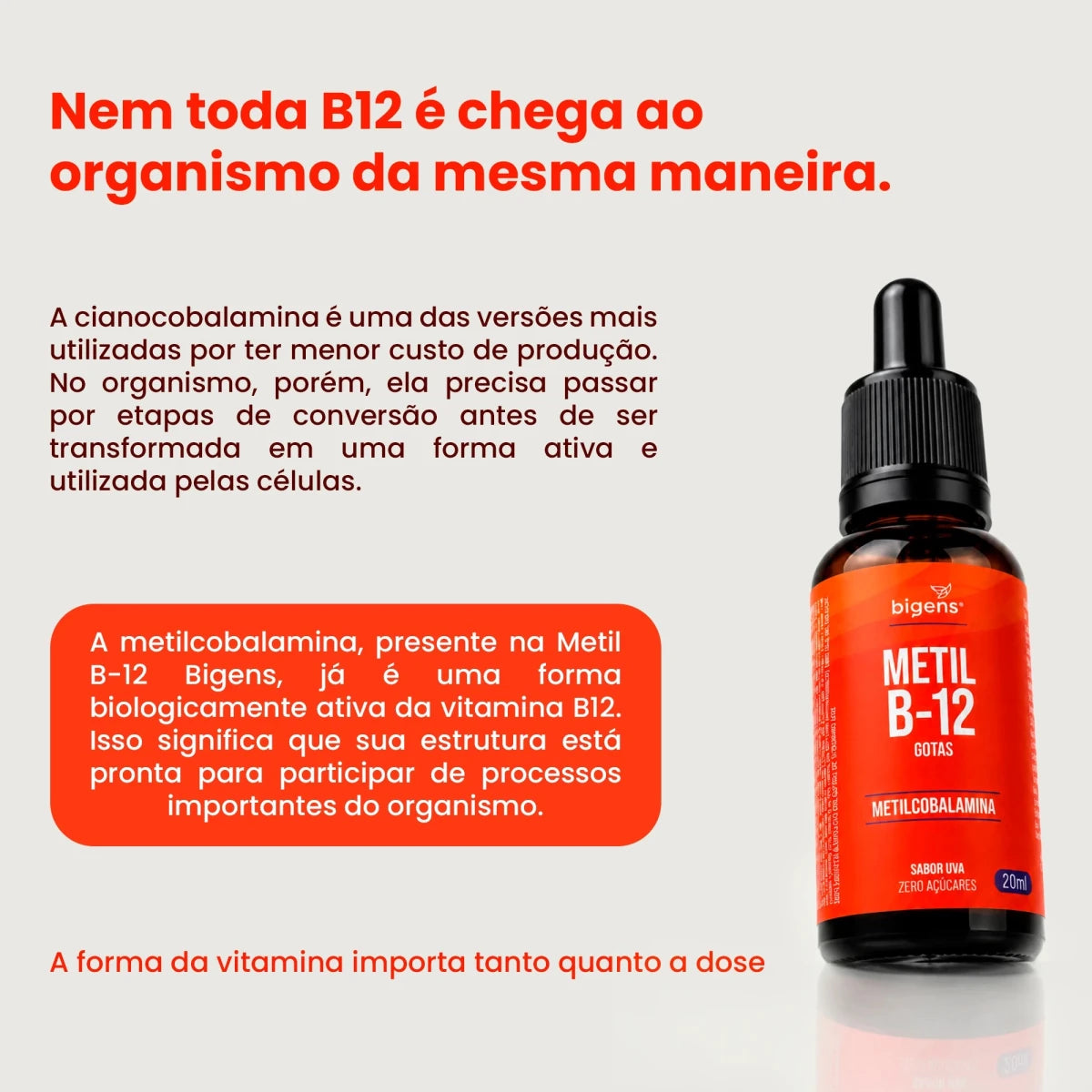 Metil B12 Vegano Metilcobalamina em Gotas Sabor Uva 20ml - Bigens