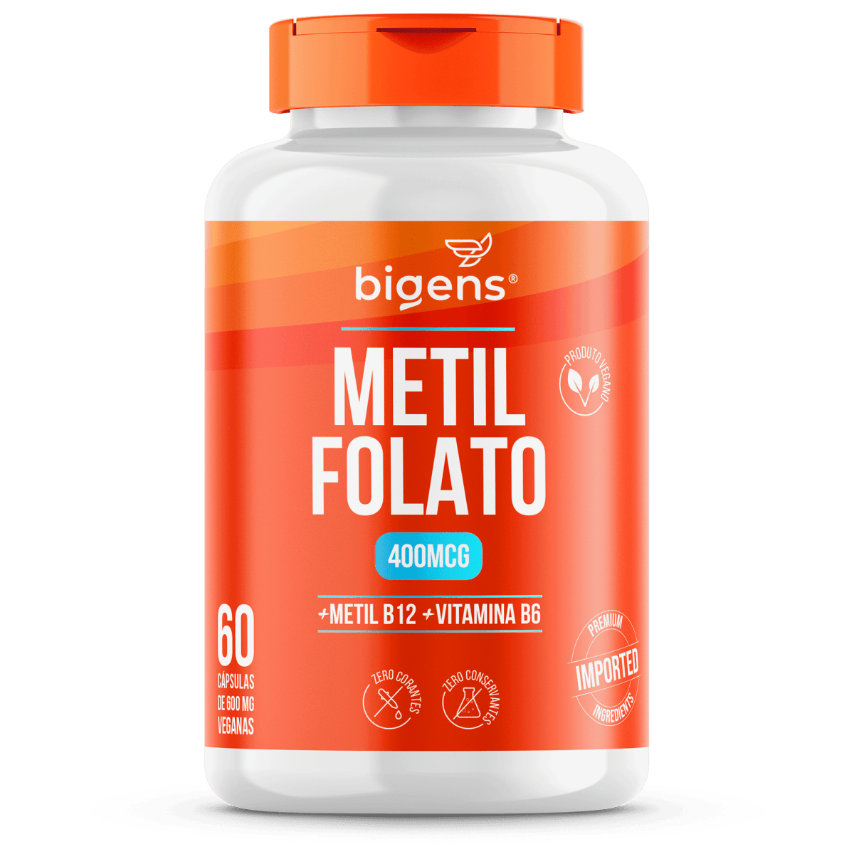 Metilfolato 400 mcg | Metil B12 + B6 60 Cápsulas - Bigens