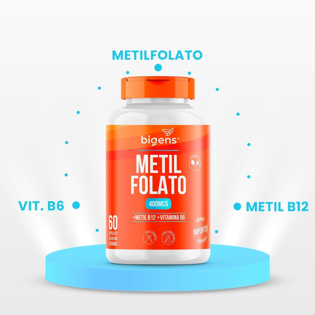 Metilfolato 400 mcg | Metil B12 + B6 60 Cápsulas - Bigens