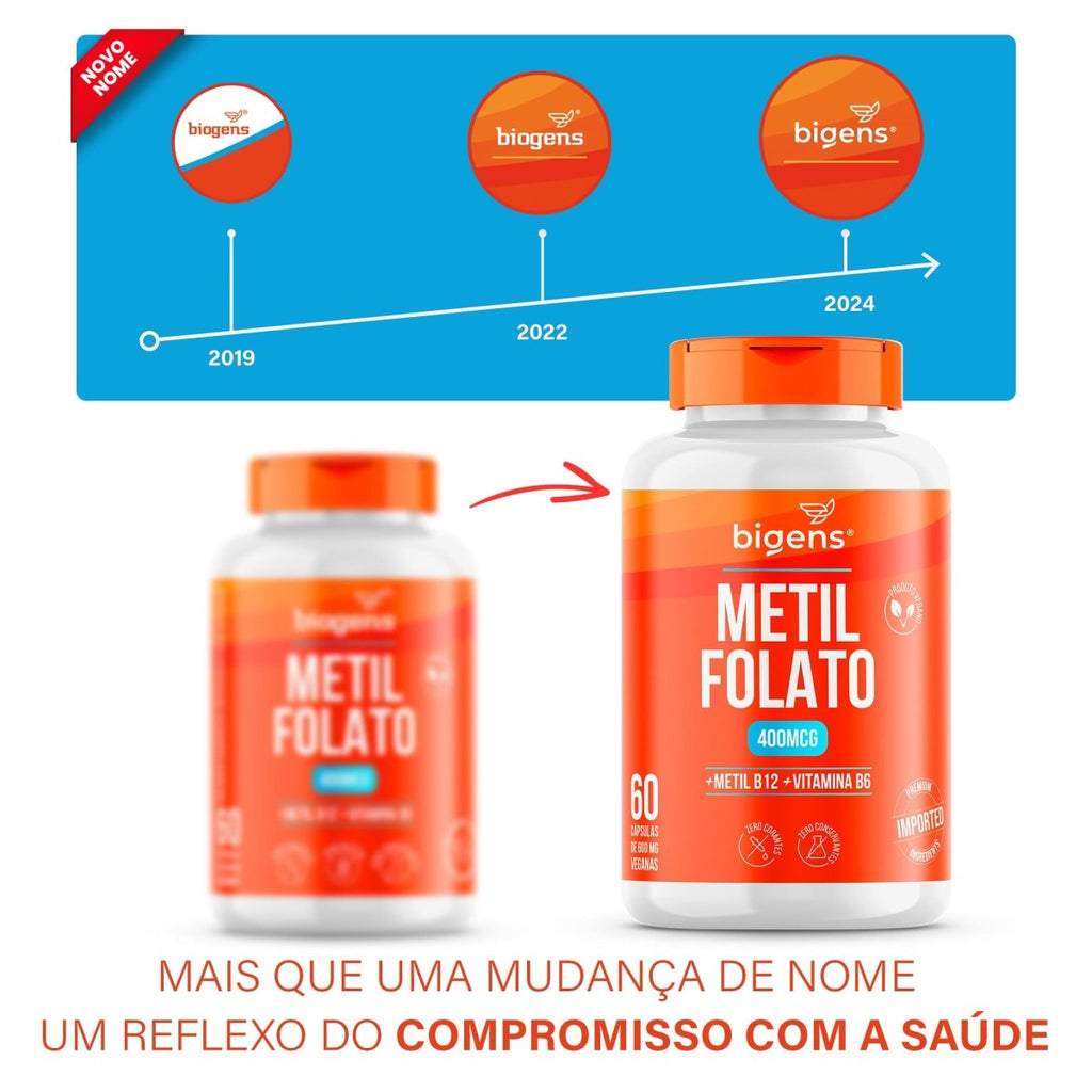 Metilfolato 400 mcg | Metil B12 + B6 60 Cápsulas - Bigens