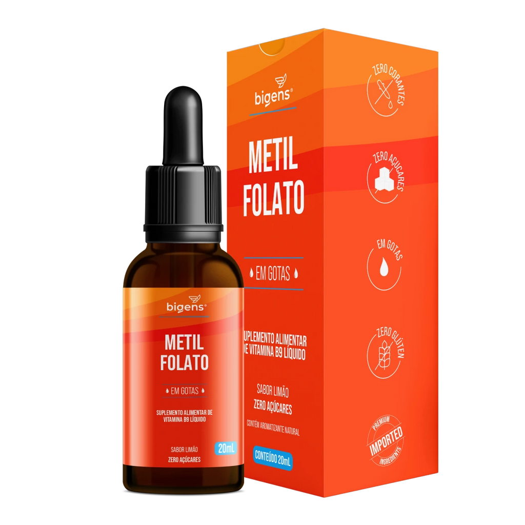 Metilfolato em Gotas | B9 Forma Ativa Sabor Limão 20ml - Bigens