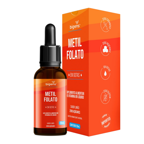 Metilfolato em Gotas | B9 Forma Ativa Sabor Limão 20ml - Bigens