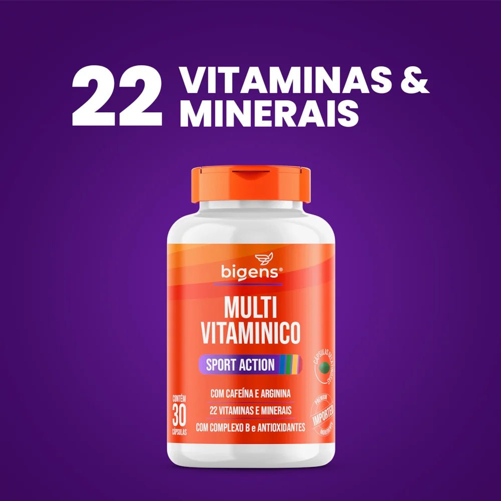 Multivitamínico Sport | Cafeína e Arginina 30 Cápsulas - Bigens